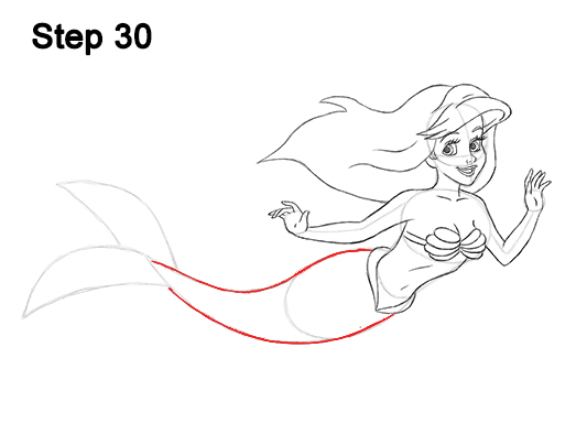 Ariel Little Mermaid Drawing 30 Draw Ariel Little Mermaid Body 30