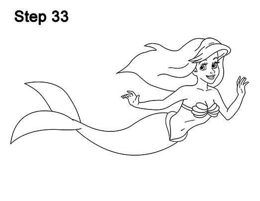 Ariel Little Mermaid Drawing 33 Draw Ariel Little Mermaid Body 33