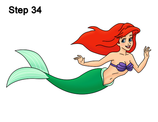 Ariel Little Mermaid Drawing Draw Ariel Little Mermaid Body
