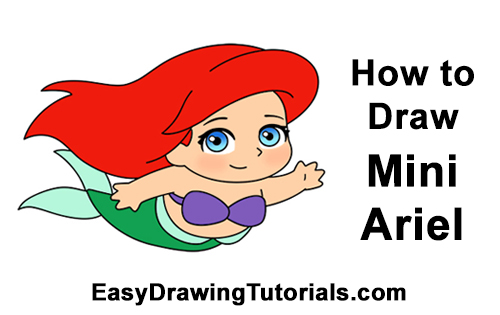 How to draw Mini Ariel How to Draw Mini Chibi Little Mermaid Ariel