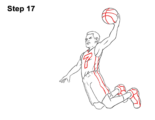 Draw Cartoon Basketball Player Dunk 17 How to a Draw Cartoon Basketball Player Dunking 17