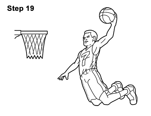 Draw Cartoon Basketball Player Dunk 19 How to a Draw Cartoon Basketball Player Dunking 19