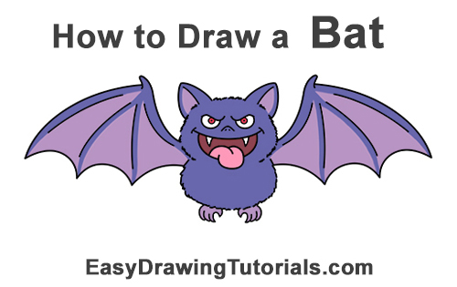 How to Draw Angry Funny Cute Halloween Cartoon Bat