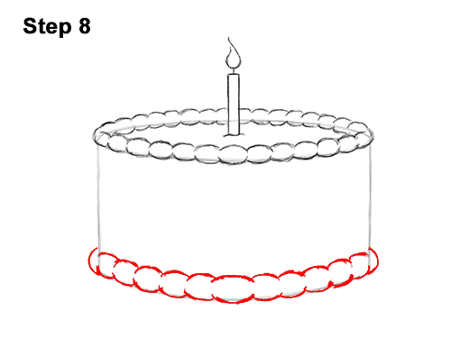 How to Draw Cartoon Birthday Cake Candle 8