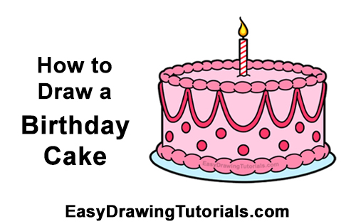 Draw Cartoon Birthday Cake How to Draw Cartoon Birthday Cake Candle Pink