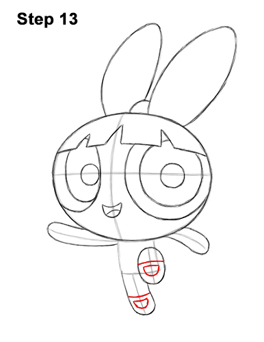 How to Draw Blossom Powerpuff Girls Full Body 13
