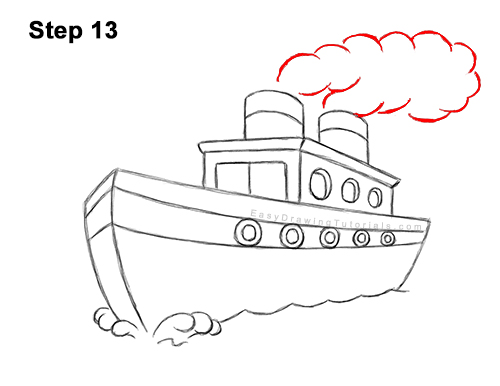 How to Draw Cartoon Boat Ship 13