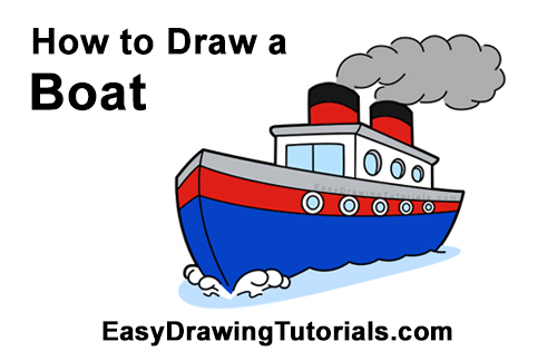 How to Draw Cartoon Boat Ship Water Clipart