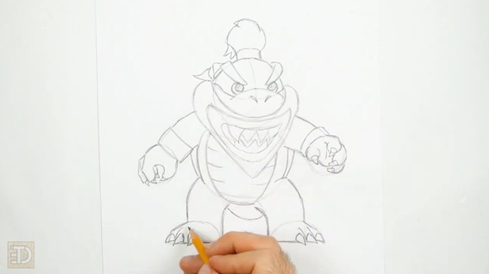 How to Draw Bowser Jr Face Details