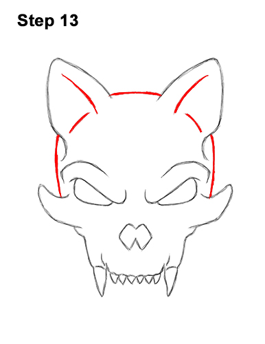 How to Draw Scary Cartoon Cat Skull Halloween 13