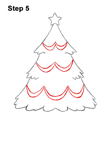 Draw Cartoon Christmas Tree Gifts 5 How to Draw Cartoon Christmas Tree with Presents 5