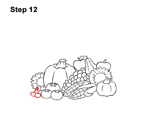 How to Draw Cartoon Cornucopia Thanksgiving 12