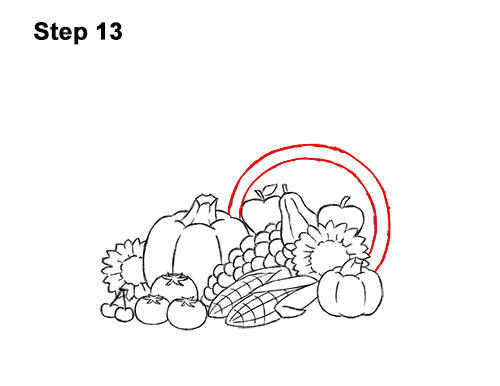How to Draw Cartoon Cornucopia Thanksgiving 13