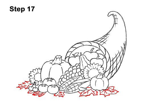 How to Draw Cartoon Cornucopia Thanksgiving 17