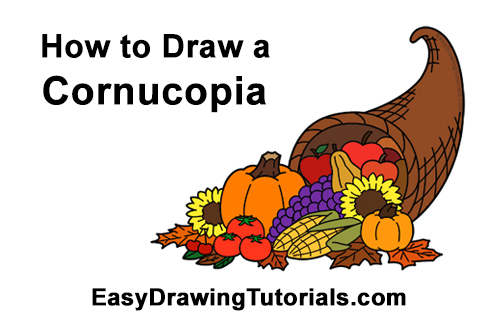Draw Cartoon Cornucopia How to Draw Cartoon Cornucopia Thanksgiving
