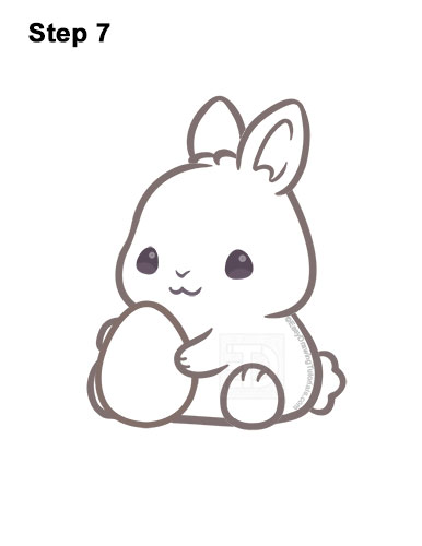 How to Draw Easter Bunny Rabbit with Egg 7