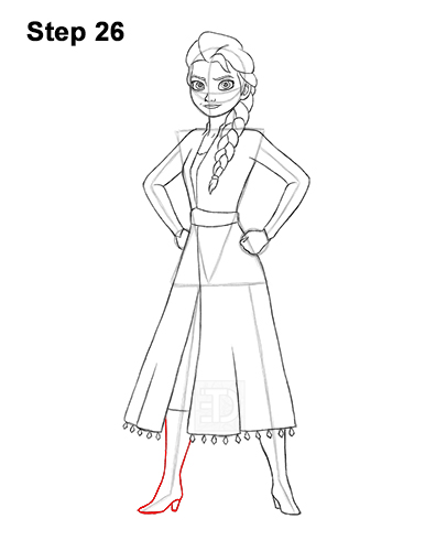 How to Draw Queen Elsa Frozen Two II Dress Outfit Full Body 26