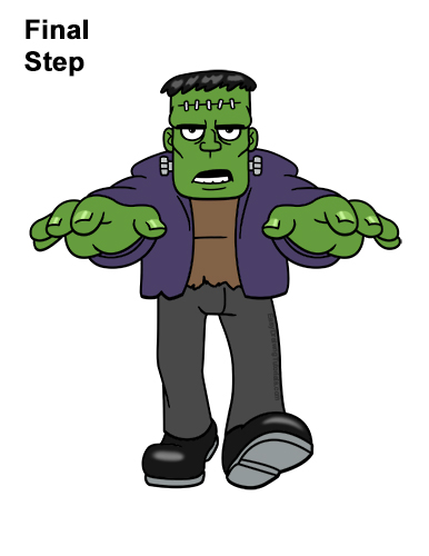 How to Draw Cartoon Frankenstein Monster Halloween