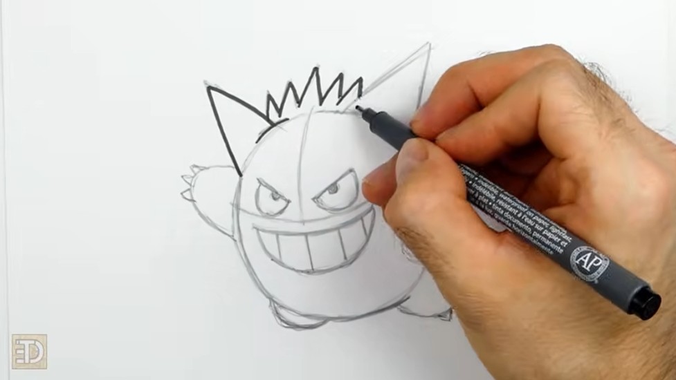 How to Draw Pokemon Gengar Inked Line Art