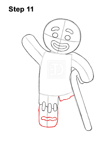 How to Draw Gingerbread Man Shrek Candy Cane 11
