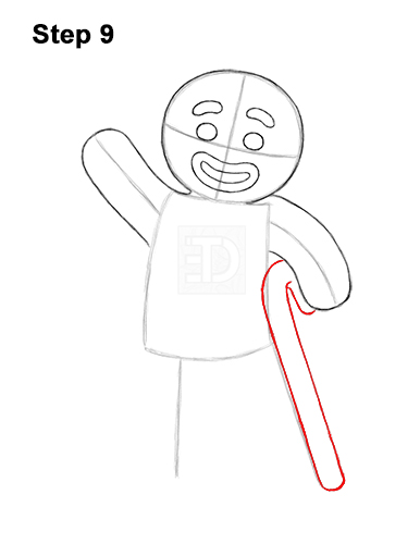 How to Draw Gingerbread Man Shrek Candy Cane 9
