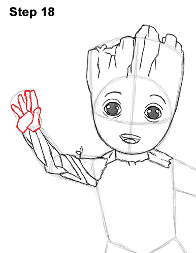 Draw Baby Groot Full Body Marvel 18 How to Draw Baby Groot Full Body Guardians of the Galaxy 18