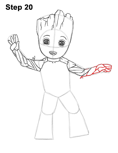 Draw Baby Groot Full Body Marvel 20 How to Draw Baby Groot Full Body Guardians of the Galaxy 20