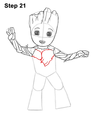 Draw Baby Groot Full Body Marvel 21 How to Draw Baby Groot Full Body Guardians of the Galaxy 21