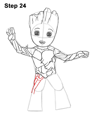 Draw Baby Groot Full Body Marvel 24 How to Draw Baby Groot Full Body Guardians of the Galaxy 24