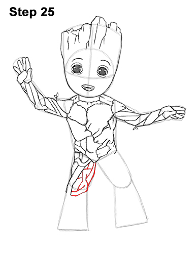 Draw Baby Groot Full Body Marvel 25 How to Draw Baby Groot Full Body Guardians of the Galaxy 25