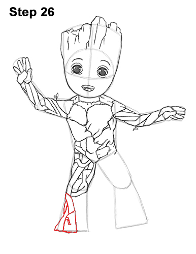 Draw Baby Groot Full Body Marvel 26 How to Draw Baby Groot Full Body Guardians of the Galaxy 26