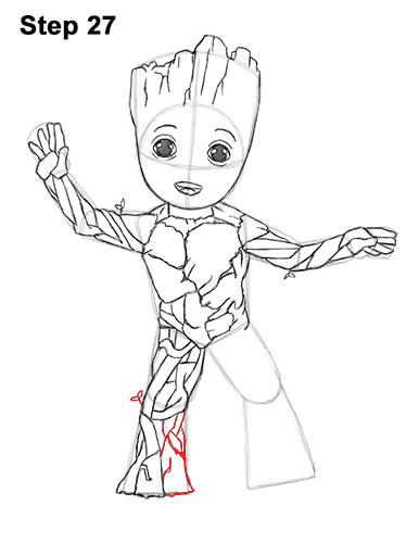 Draw Baby Groot Full Body Marvel 27 How to Draw Baby Groot Full Body Guardians of the Galaxy 27
