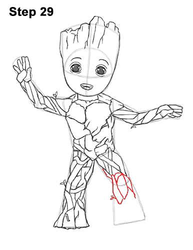 Draw Baby Groot Full Body Marvel 29 How to Draw Baby Groot Full Body Guardians of the Galaxy 29