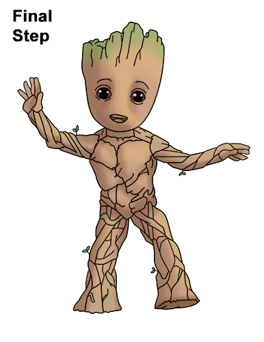 Draw Baby Groot Full Body Marvel How to Draw Baby Groot Full Body Guardians of the Galaxy