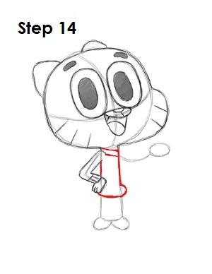 How to Draw Gumball Watterson Step 14 Draw Sailor Gumball Watterson Step 14