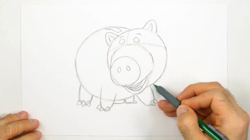 How to Draw Toy Story Hamm Face Details