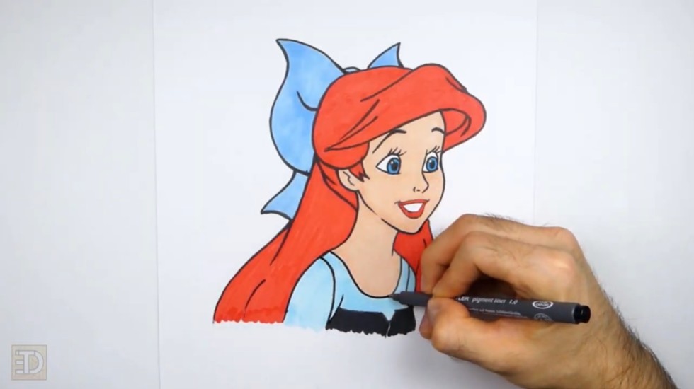 How to Draw Ariel Step 6