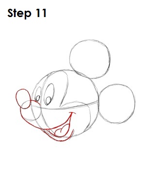 Draw Mickey Mouse Step 11 Draw Mickey Mouse Step 11