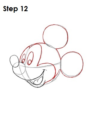 Draw Mickey Mouse Step 12 Draw Mickey Mouse Step 12