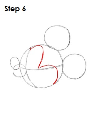 Draw Mickey Mouse Step 6 Draw Mickey Mouse Step 6