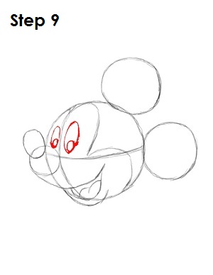 Draw Mickey Mouse Step 9 Draw Mickey Mouse Step 9