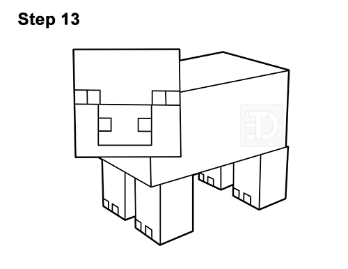 How to Draw Minecraft Pig Side View 13