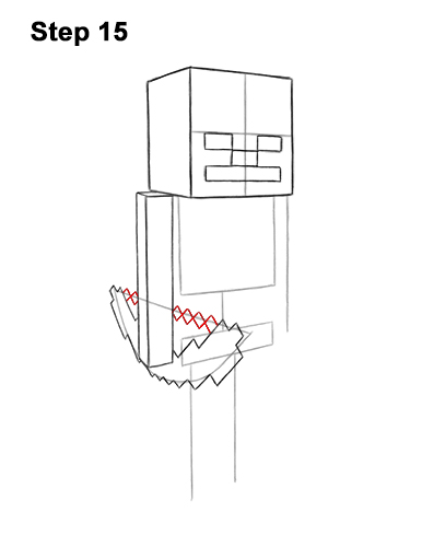 How to Draw Minecraft Skeleton Bow 15