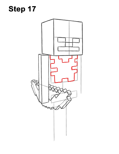 How to Draw Minecraft Skeleton Bow 17