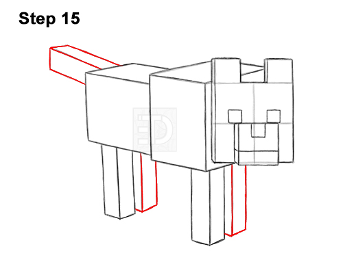 How to Draw Minecraft Dog Wolf Pet 15