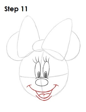 Draw Minnie Mouse Step 11