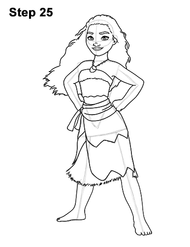 Moana Disney Drawing 25 Draw Moana Full Body Disney 25