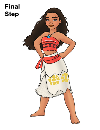 Moana Disney Drawing Draw Moana Full Body Disney
