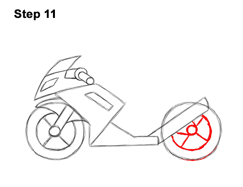 How to Draw Cartoon Sport Bike Motorcycle 11