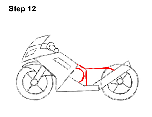 How to Draw Cartoon Sport Bike Motorcycle 12